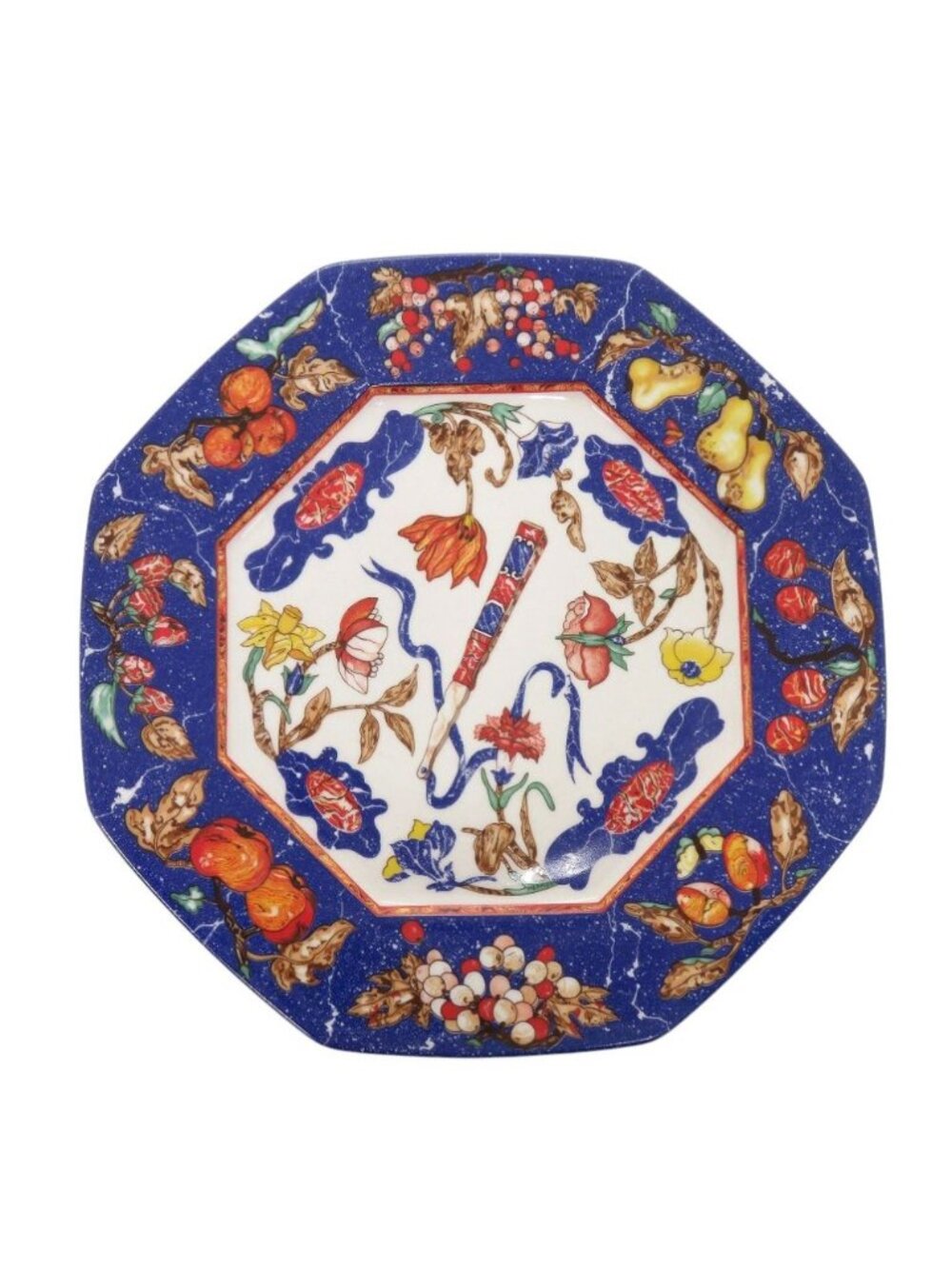 Hermes Pierre Dorian Edoccitane Octagonal Plate Porcelain Blue Tableware